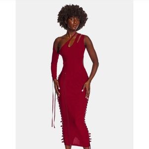 BBX Brand Bordeaux Asymmetric Mesh Maxi